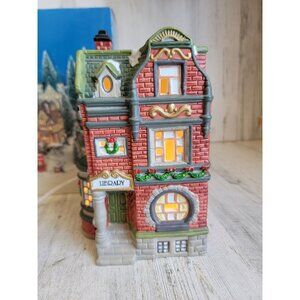 O'well Dickens library village accessory Xmas vintage porcelain lighted